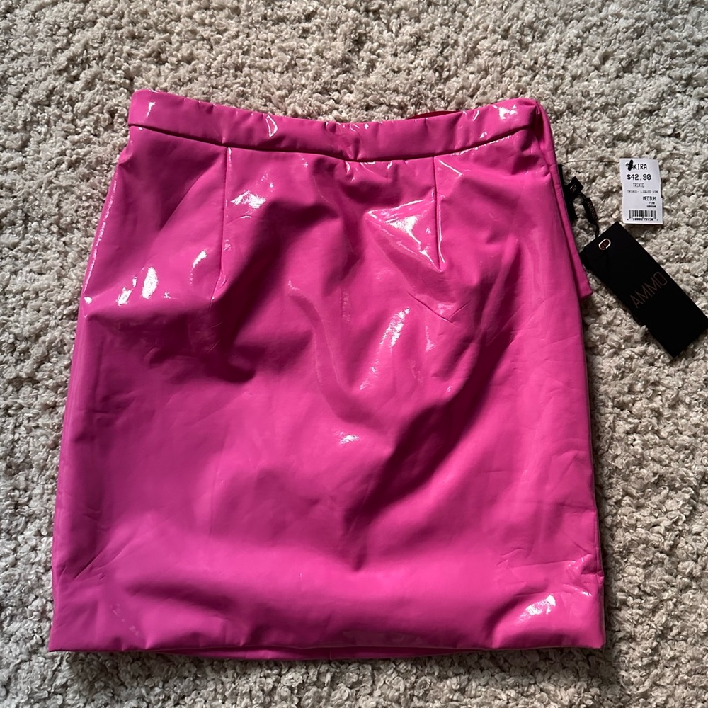 Akira pink patent leather mini skirt. Original price $42 new with tags